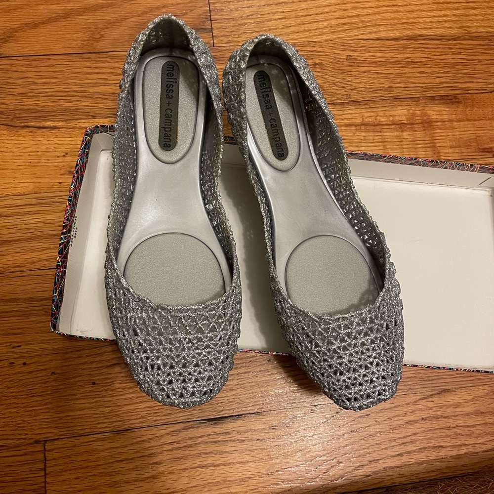 Melissa campana jelly flats silver size 6